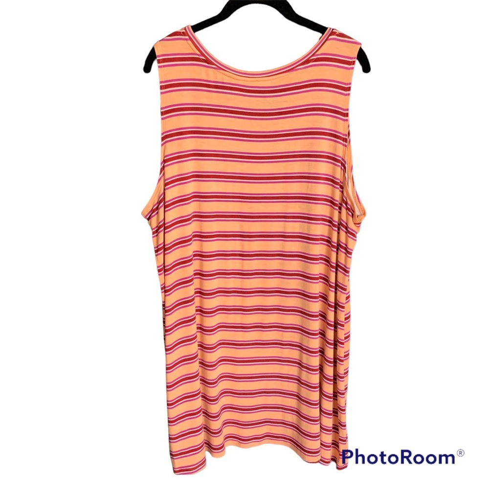 LOGO Lori Goldstein Womens 2X Peach Multi Color Striped Tank Top Dress - Picture 2 of 5